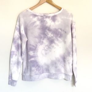 Splendid Lavender Tie Dye long sleeve Pullover NWOT Classic Waffle Knit